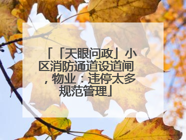 「天眼问政」小区消防通道设道闸，物业：违停太多规范管理