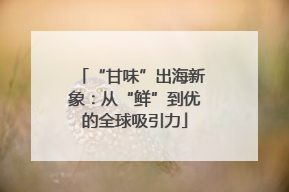 “甘味”出海新象：从“鲜”到优的全球吸引力