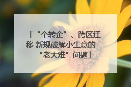 “个转企”、跨区迁移 新规破解小生意的“老大难”问题