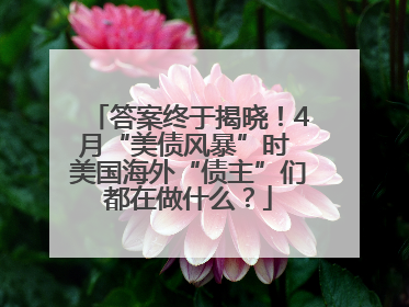 答案终于揭晓！4月“美债风暴”时 美国海外“债主”们都在做什么？