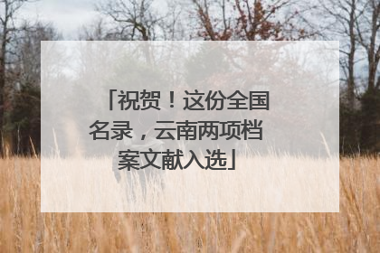 祝贺！这份全国名录，云南两项档案文献入选