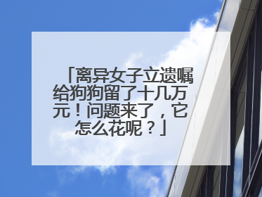 离异女子立遗嘱给狗狗留了十几万元！问题来了，它怎么花呢？