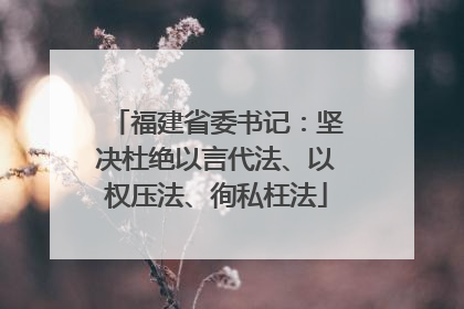 福建省委书记：坚决杜绝以言代法、以权压法、徇私枉法