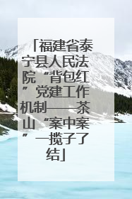 福建省泰宁县人民法院“背包红”党建工作机制——茶山“案中案”一揽子了结
