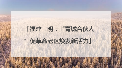 福建三明：“青城合伙人”促革命老区焕发新活力
