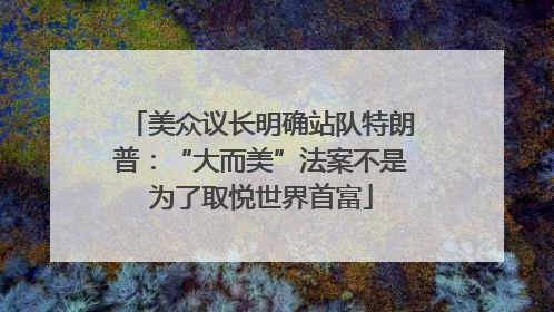 美众议长明确站队特朗普：“大而美”法案不是为了取悦世界首富