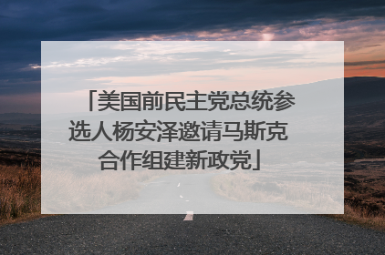 美国前民主党总统参选人杨安泽邀请马斯克合作组建新政党