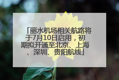 丽水机场相关航路将于7月10日启用，初期拟开通至北京、上海、深圳、贵阳航线