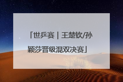 世乒赛｜王楚钦/孙颖莎晋级混双决赛