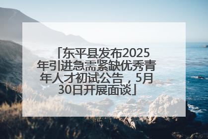 东平县发布2025年引进急需紧缺优秀青年人才初试公告，5月30日开展面谈