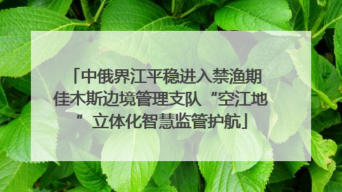 中俄界江平稳进入禁渔期 佳木斯边境管理支队“空江地”立体化智慧监管护航