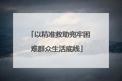 以精准救助兜牢困难群众生活底线