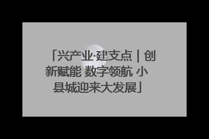 兴产业·建支点｜创新赋能 数字领航 小县城迎来大发展