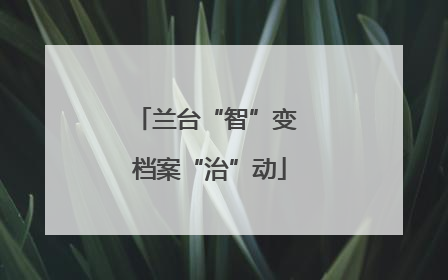 兰台“智”变 档案“治”动