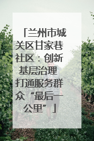 兰州市城关区甘家巷社区：创新基层治理 打通服务群众“最后一公里”