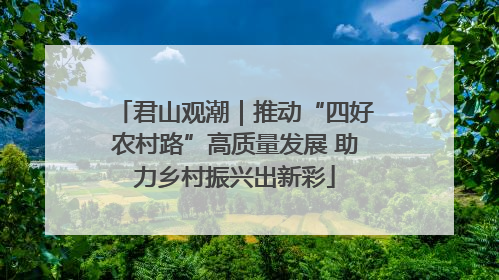 君山观潮｜推动“四好农村路”高质量发展 助力乡村振兴出新彩