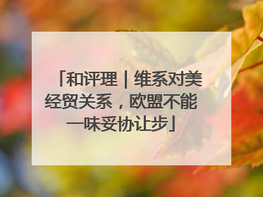 和评理｜维系对美经贸关系，欧盟不能一味妥协让步