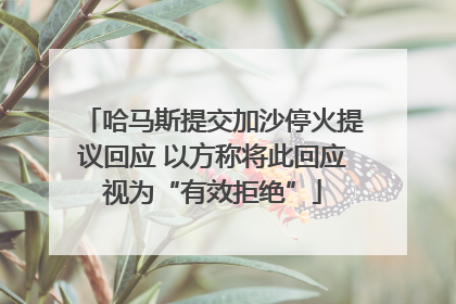 哈马斯提交加沙停火提议回应 以方称将此回应视为“有效拒绝”