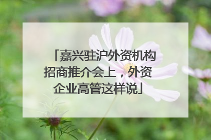 嘉兴驻沪外资机构招商推介会上，外资企业高管这样说