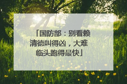 国防部：别看赖清德叫得凶，大难临头跑得最快