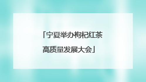 宁夏举办枸杞红茶高质量发展大会