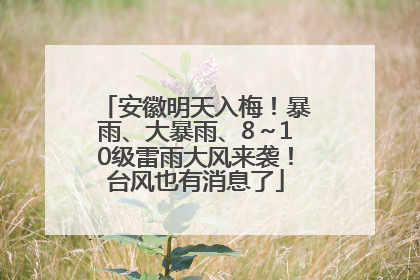 安徽明天入梅！暴雨、大暴雨、8～10级雷雨大风来袭！台风也有消息了