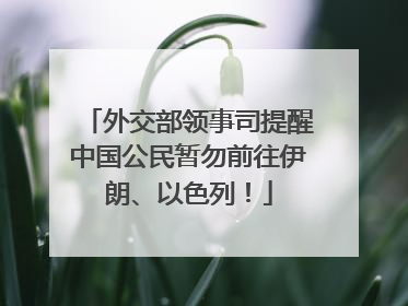 外交部领事司提醒中国公民暂勿前往伊朗、以色列！