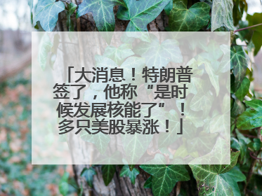 大消息！特朗普签了，他称“是时候发展核能了”！多只美股暴涨！