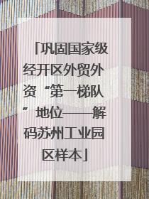 巩固国家级经开区外贸外资“第一梯队”地位——解码苏州工业园区样本