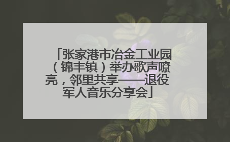 张家港市冶金工业园（锦丰镇）举办歌声嘹亮，邻里共享——退役军人音乐分享会