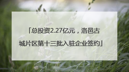 总投资2.27亿元，洛邑古城片区第十三批入驻企业签约