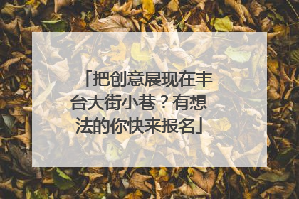把创意展现在丰台大街小巷？有想法的你快来报名