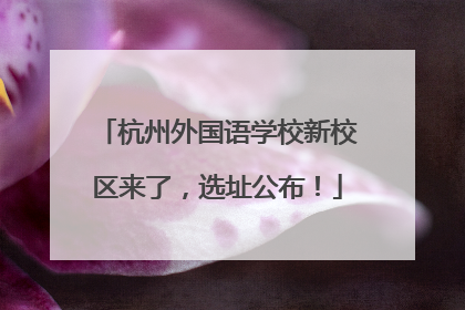 杭州外国语学校新校区来了，选址公布！