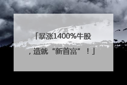暴涨1400%牛股，造就“新首富”！