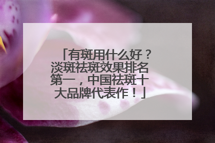 有斑用什么好？淡斑祛斑效果排名第一，中国祛斑十大品牌代表作！