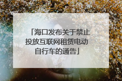 海口发布关于禁止投放互联网租赁电动自行车的通告