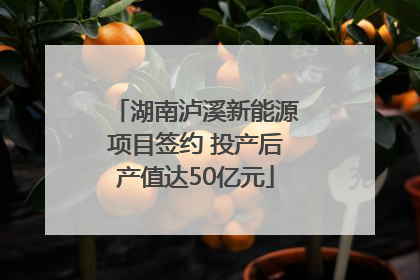 湖南泸溪新能源项目签约 投产后产值达50亿元