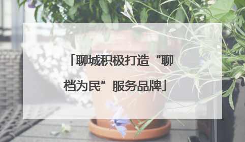 聊城积极打造“聊档为民”服务品牌