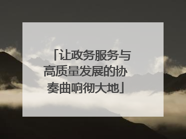 让政务服务与高质量发展的协奏曲响彻大地