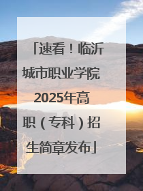 速看！临沂城市职业学院2025年高职（专科）招生简章发布