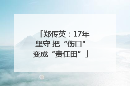 郑传英：17年坚守 把“伤口”变成“责任田”