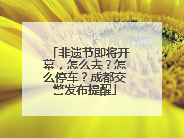 非遗节即将开幕，怎么去？怎么停车？成都交警发布提醒