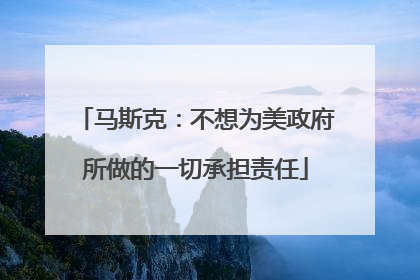 马斯克：不想为美政府所做的一切承担责任