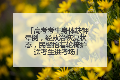 高考考生身体缺钾晕倒，经救治恢复状态，民警抬着轮椅护送考生进考场