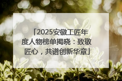 2025安徽工匠年度人物榜单揭晓：致敬匠心，共谱创新华章