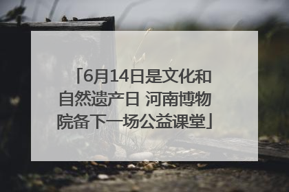 6月14日是文化和自然遗产日 河南博物院备下一场公益课堂